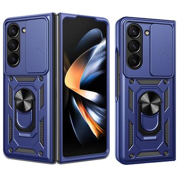 Samsung Galaxy Z Fold7 Roterende Ring Hybrid Cover med Kameraskjold - Blå