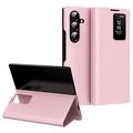 Samsung Galaxy Z Fold7 Smart Clear View Flip-etui med kortholder - Pink