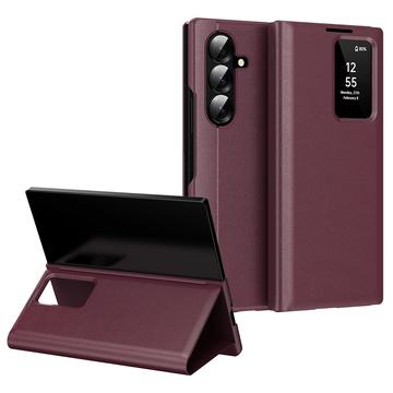 Samsung Galaxy Z Fold7 Smart Clear View Flip-etui med kortholder - Vinrød