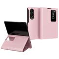 Samsung Galaxy Z Fold8 Smart Clear View Flip etui med kortplads - Pink