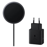 Samsung Magnet trådløs oplader og 45W USB-C strømadapter EP-P2900TBEGWW - Sort