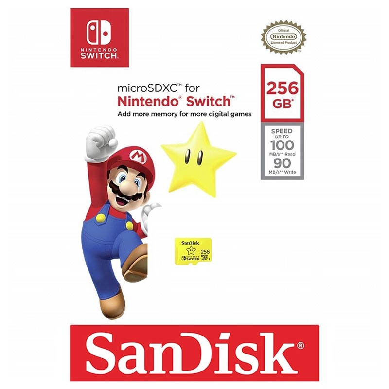bekymre solo Bliv ved SanDisk Nintendo Switch MicroSD-kort - SDSQXAO-256G-GNCZN - 256GB
