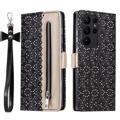 Lace Pattern Samsung Galaxy S23 Ultra 5G Pung Cover - Sort