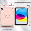 Stødsikkert etui til iPad 10.9 (2022) Butterfly Shape Kickstand Tablet Case Silicone + PC Protective Cover with Shoulder Strap - Pink