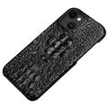 Luxury Crocodile iPhone 14 Plus Læder Dækket Cover - Sort