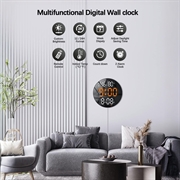 Lydløst Digitalt LED-Vægur med Temperatur- & Fugtighedsvisning, Natlys og Fjernbetjening