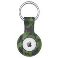 Apple AirTag Silikone Cover med Nøglering - Grøn Camouflage