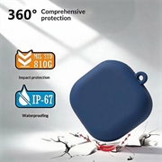 Samsung Galaxy Buds 4/Buds 4 Pro Silikone Cover med Karabinhage - Mørkeblå