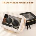 Gennemsigtig makeuptaske i ét lag Vandtæt kosmetikpung i PU-læder - Khaki