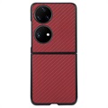 Huawei P50 Pocket Slim Cover - Karbonfiber - Rød