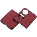 Huawei P50 Pocket Slim Cover - Karbonfiber - Rød