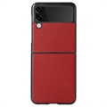 Samsung Galaxy Z Flip3 5G Slim Cover - Ægte Læder - Rød
