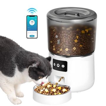 Smart WiFi automatisk maddispenser til hunde og katte - 4l (Open Box - God stand) - Hvid