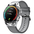 Smartwatch med Blodtryk og O2 Sensor H8S - Læder Rem - Grå