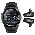 Smartwatch med TWS Øretelefoner JM06 - Silikone Rem - Sort