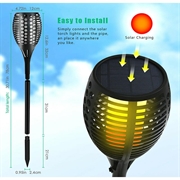 Udendørs LED lampe m/solceller - 96 LED lys - Vandtæt - 4 stk.