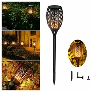 Udendørs LED lampe m/solceller - 96 LED lys - Vandtæt - 4 stk.