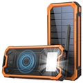 Solcelle Powerbank/Trådløs Oplader YD-888W - 10000mAh - Orange