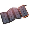 Solar powerbank med 4 foldbare paneler - 25000mAh - sort / orange
