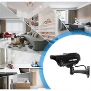 Solcelledrevet dummy-sikkerhedskamera med blinkende LED - sølv