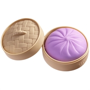 Ensfarvet dumpling squishy stresslegetøj med dampkurv - Lilla