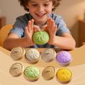 Ensfarvet dumpling squishy stresslegetøj med dampkurv - grøn