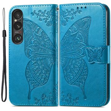 Sony Xperia 1 VI Butterfly Series Flip Cover med Pung - Blå