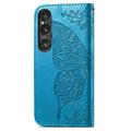 Sony Xperia 1 VI Butterfly Series Flip Cover med Pung - Blå