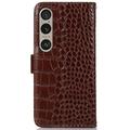 Sony Xperia 1 VI Crocodile Series Læderpung med RFID - Brun