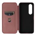 Sony Xperia 1 VI Flip Cover - Karbonfiber - Brun