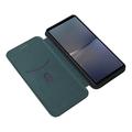Sony Xperia 1 VI Flip Cover - Karbonfiber - Grøn