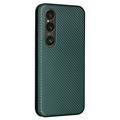 Sony Xperia 1 VI Flip Cover - Karbonfiber - Grøn