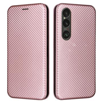 Sony Xperia 1 VI Flip Cover - Karbonfiber - Rødguld