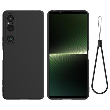 Sony Xperia 1 VI Liquid Silikone Cover med Strop - Sort