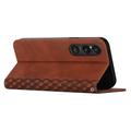 Sony Xperia 1 VI Rombe Mønster Pung Cover med magnetisk lukning - Brun