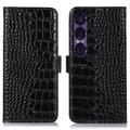 Sony Xperia 1 VII Crocodile Series Læderpung med RFID