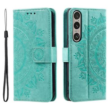 Sony Xperia 1 VII Mandala Series Etui med Pung - Grøn