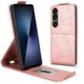 Sony Xperia 1 VII lodret flip-etui med stativ - rosaguld