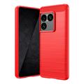 Sony Xperia 1 VIII Børstet TPU Cover - Karbonfiber - rød