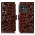 Sony Xperia 1 VIII Crocodile Series Læderpung med RFID - Brun