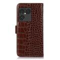 Sony Xperia 1 VIII Crocodile Series Læderpung med RFID - Brun