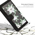Sony Xperia 1 VIII Blomstret pung etui med kortholdere - Sort