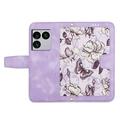 Sony Xperia 1 VIII Blomstret pung etui med kortholdere - lyslilla