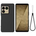 Sony Xperia 1 VIII Flydende silikone cover med håndrem - Sort