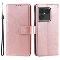 Sony Xperia 1 VIII Mandala Etui med Pung med håndledsrem - lyserød