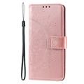 Sony Xperia 1 VIII Mandala Etui med Pung med håndledsrem - lyserød