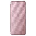 Sony Xperia 10 VI Flip Cover - Karbonfiber - Rødguld