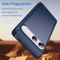 Sony Xperia 10 VII Børstet TPU Cover - Karbonfiber - blå