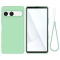 Sony Xperia 10 VIII Flydende silikone cover med håndrem - Grøn