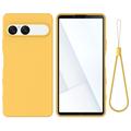 Sony Xperia 10 VIII Flydende silikone cover med håndrem - Gul